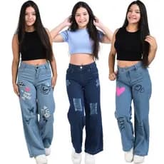 Kit 3 Calças Wide Leg Jeans Menina Infantil e Juvenil