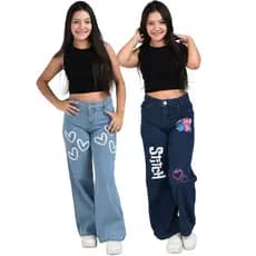 Kit 2 Calças Jeans Infantil Juvenil Meninas Com Desenho