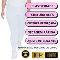 KIT 2X Calças LEGGING'S PLUS SIZE Branca Feminina, Academia, Uniformes, Medicina, Enfermagem Dentista Fiioterapeuta Yoga