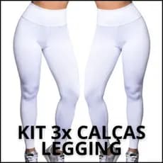 KIT 3X Calças LEGGINGS Brancas Suplex Feminina, Uniforme de Medicina Enfermagem, Estética, Dentista, Medicina Uso Casual