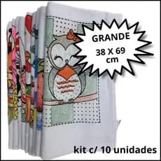 Pano De Prato Copa Estampado c/ Bainha Legítimo Pé de Galinha Kit Com 10 Peças