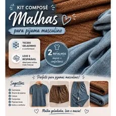 Kit Composê Retalhos Exclusivos de Malha Geladinha para Pijama Masculino | 2 Retalhos Macios