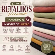 Kit Premium 3kg de Retalhos Grandes | Viscose, Viscolinho e Alfaiataria | Acima de 1 Metro