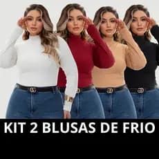 Kit 2 Blusas de Frio Feminina Gola Alta Cacharrel Plus Size Blusa Segunda Pele Inverno