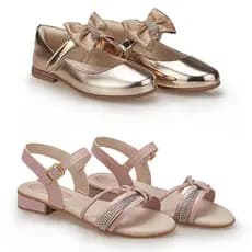 Kit 2 pares Sandalia + Sapatilha Laço Infantil Menina Tem Shoes