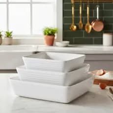 Travessa Assadeira Refrataria de Porcelana Branca 3un Linea Lyor