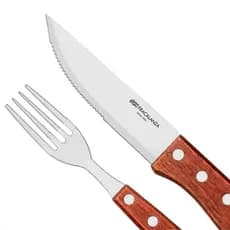 Jogo Talheres para Churrasco em Aço Inox Cabo Madeira 12pç Dynasty
