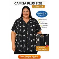Camisa Feminina Plus Size G2 ao G4 Malha Fria Não Amassa Caimento Soltinho Estampa Sortida