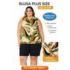 Regata Feminina Plus Size G2 ao G4 Malha Fria Não Amassa Conforto Máximo Ajuste Perfeito