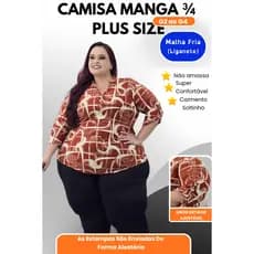 Camisa Feminina Plus Size G2 ao G4 Malha Fria Não Amassa Conforto Garantido Estampa Sortida
