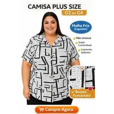 Camisa Plus Size Feminina G2 ao G4 Não Amassa Confortável Botões Estampa Envio Aleatório