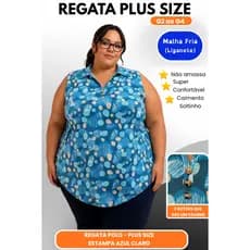 Regata Feminina Plus Size G2 ao G4 Malha Fria Não Amassa Ajuste Perfeito Moda Fashion Liganete Conforto e Qualidade