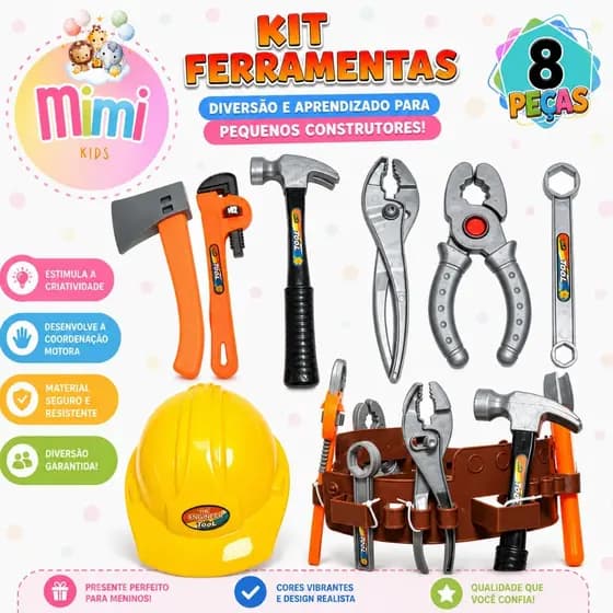 Kit Ferramenta Brinquedo Infantil 6 ou 7 Peças Menino Envio Imediato