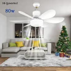 Ventilador de Teto com Luminária Hi-soverled, 6 Lâminas, Controle Remoto, Silencioso,80w 52cm