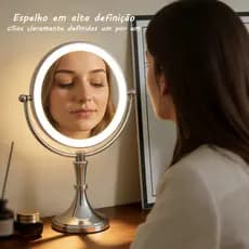 ESPELHO DE AUMENTO DUPLA FACE COM ILUMINAÇÃO
