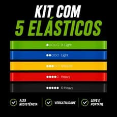 Kit 5 Elásticos para Exercícios Original Mini Band Elástico de Exercício Crossfit Fisioterapía