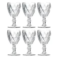 Kit 6 Taças Diamond 325ml Wellmix Transparente Taça Luxo agua