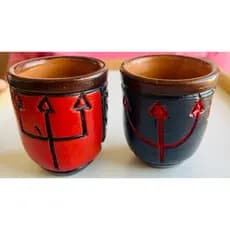 Copo Marajoara Shot 50ml, Exu e Pombagira, barro cerâmica, Umbanda e Candomblér