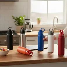 Garrafa Térmica Inox 800ml com Tampa Bocal Rosqueável Alça de Transporte Acoplada Parede Dupla Inox