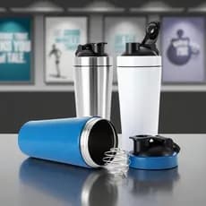 Coqueteleira Inox 900ml Com Tampa Rosqueável e Mola Shakeira Alça Acoplada Vedação Antivazamento