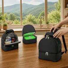 Bolsa Térmica Nylon 9 Litros 2 em 1 Mini Mochila Com Dois Compartimentos Ziper Alça de Mão e Costas