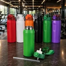 Garrafa Térmica 550ml Premium Com Canudo Bico C/ Protetor Trava de Segurança e Alça para Transporte