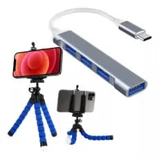 Kit Emulador para celular Hub 4 Portas Tipoc Tripé