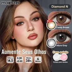 Magister Lente De Contato Com Grau (0,00 ~-6,00) 14.5mm Colorida Lentes 1 Par Candy Brown/Gray