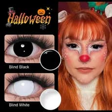 Magister Filme Anime Cosplay Lente De Contato 14.5mm Lentes De Halloween Preto-Clinado/Branco 1 Par 6 Meses