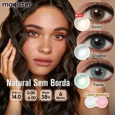 (0~-6.00) Lentes De Contato Coloridas De Miopia 2 Peças Diâmetro 14mm Marrom Natural/Cinza Podem Ser Usadas Por 6 Meses