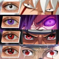 [0,00~-6,00]Pseyeche Lente de Contato Cosplay Lentes de Contato de Grau Anime Naruto Lente Vermelha Anual Sharingan