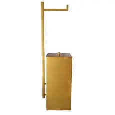 Papeleira Com Lixeira Dourado Brilho aço Inox