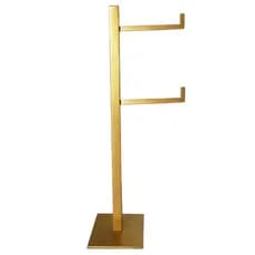 Papeleira Quadrada De Chão Dourada C/ Reserva Inox 304