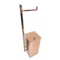 Lixeira Inox Quadrada com Papeleira Rose Gold