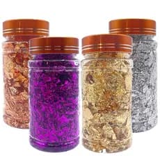 Folhas de Ouro em Pote Para Unhas Nail Designer Tips Gel