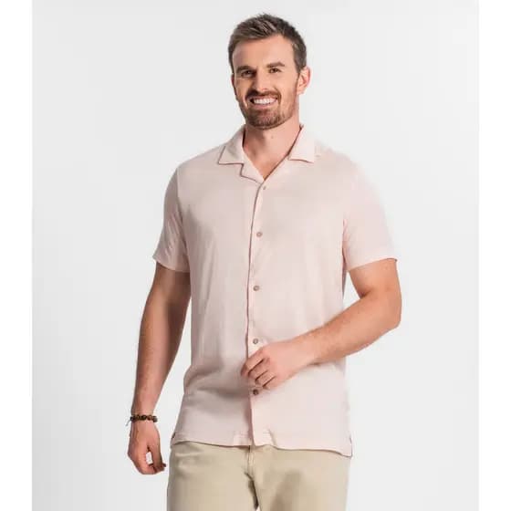Camisa Em Viscolinho Masculina Diametro Rosa