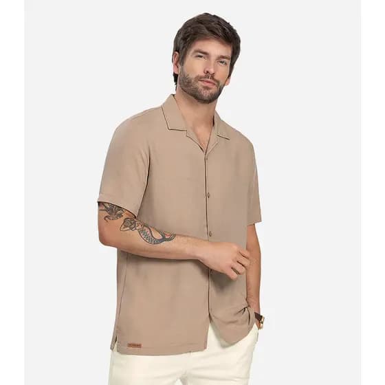 Camisa Masculina Viscolinho Diametro Marrom