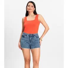 Shorts Jeans Azul Feminino Adulto Básico Select
