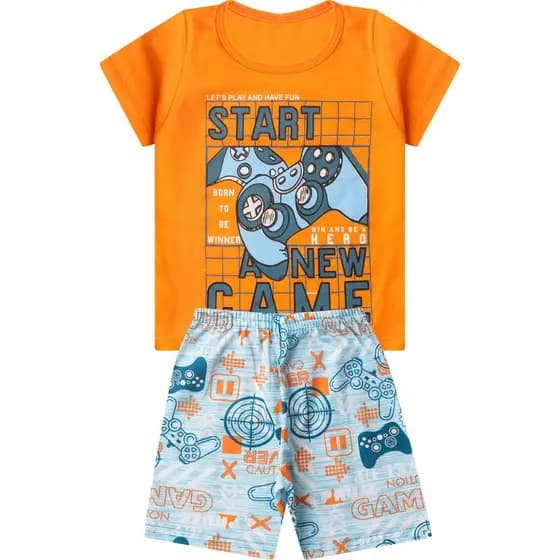 Pijama Infantil Masculino Brilha No Escuro Kappes Laranja