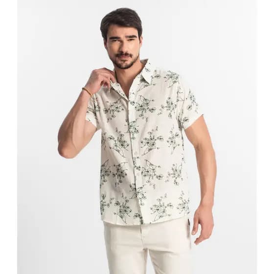 Camisa Masculina Em Tricoline Diametro Bege