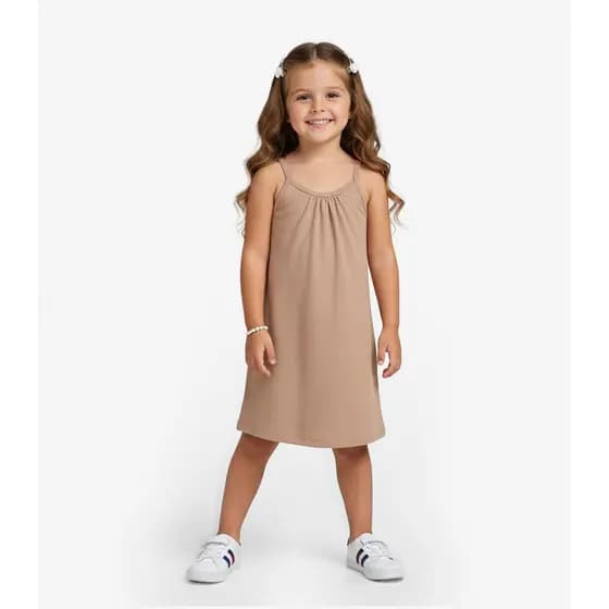Vestido Infantil com Alças Select Marrom