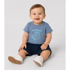 Conjunto Infantil Camiseta Com Bermuda Trick Nick Azul