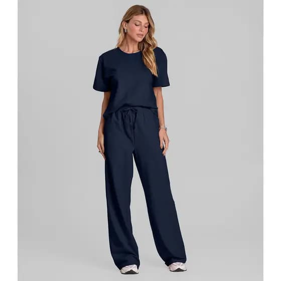 Conjunto Feminino em Molecotton Dianna Azul