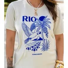 T- Shirt Feminina Manga Curta Estampada Good Bless Bege