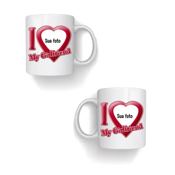 Caneca de porcelana 325 ml (I Love my boyfriend // I Love my girlfriend com foto)