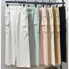 Calça Cargo Pantalona Leve Com Bolsos Na Lateral C0662