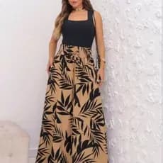 Saia Longa Femina Com Cintura De Elástico Estampa Floral X2001#