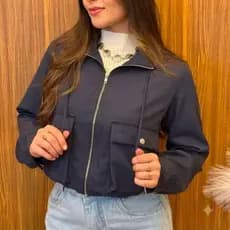 Jaqueta Feminina Bomber Corta Vento Com zíper Capuz Impermeável LY10097#
