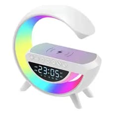 Luminária G Speaker Rgb Bluetooth Carregador Indução Relógio Cor Da Estrutura Branco