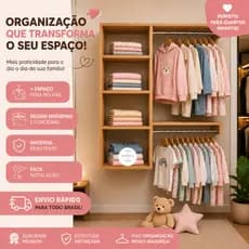 Closet suspenso moderno, Arara De Parede Aberto com Cabideiro 67